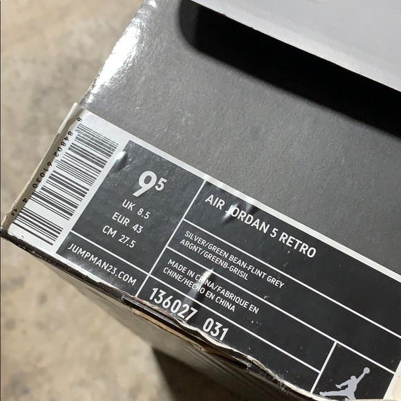 2006 JORDAN RETRO 5 GREEN BEAN 9.5 (USED) - Picture 6 of 6